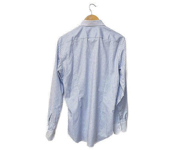 ETRO エトロ コットン シャツ 中古 長袖 ギンガムチェック ブルー メンズ ブランド カジュアル