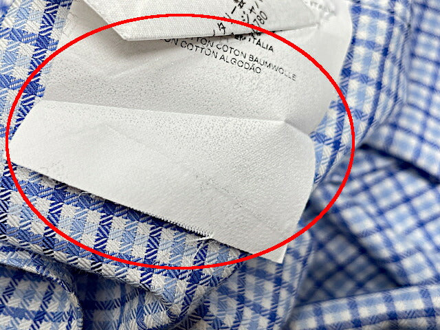 ETRO エトロ コットン シャツ 中古 長袖 ギンガムチェック ブルー メンズ ブランド カジュアル