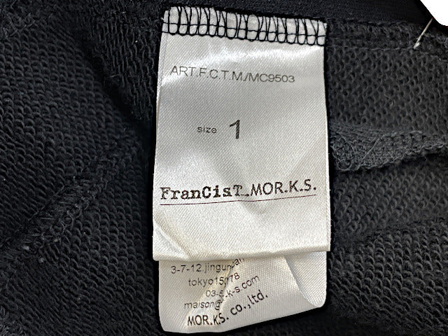 FranCisT_MOR.K.S. フランシストモークス スパンコール ジップアップ パーカー 1 中古 ブラック 黒 メンズ Sサイズ ベロア ラインストーン おしゃれ