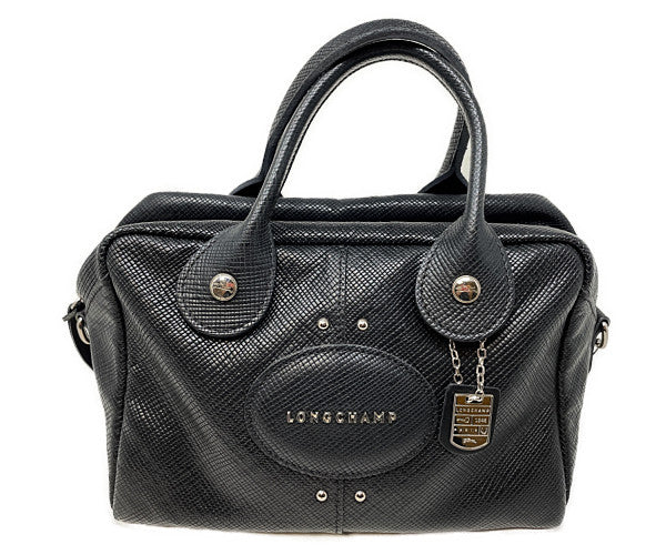 LONGCHAMP ロンシャン レザー ハンドバッグ 中古 ブラック 黒 レディース 鞄 ブランド 小さめ ミニ おしゃれ