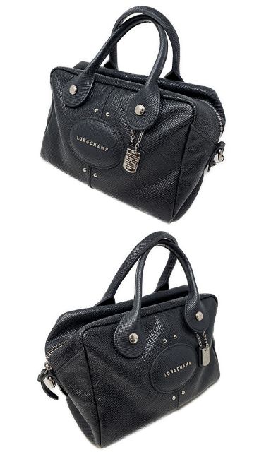 LONGCHAMP ロンシャン レザー ハンドバッグ 中古 ブラック 黒 レディース 鞄 ブランド 小さめ ミニ おしゃれ