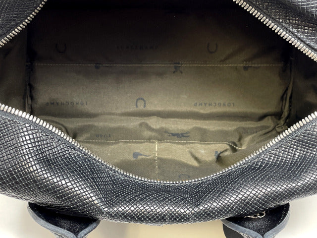 LONGCHAMP ロンシャン レザー ハンドバッグ 中古 ブラック 黒 レディース 鞄 ブランド 小さめ ミニ おしゃれ