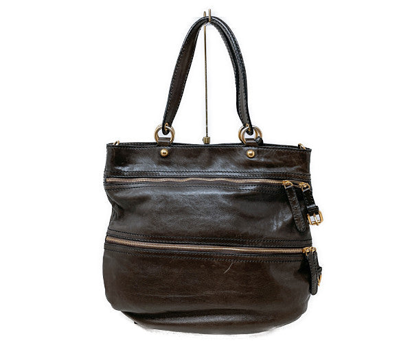 DOLCE & GABBANA ドルチェ&ガッバーナ レザー トートバッグ 中古 ブラウン 茶 鞄 レディース ブランド