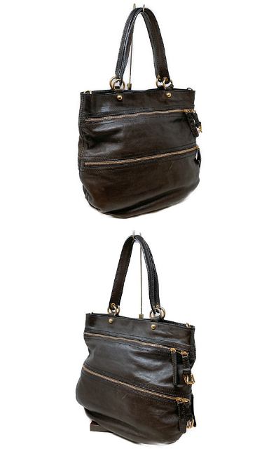 DOLCE & GABBANA ドルチェ&ガッバーナ レザー トートバッグ 中古 ブラウン 茶 鞄 レディース ブランド