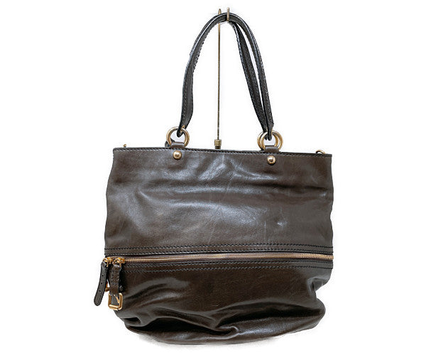 DOLCE & GABBANA ドルチェ&ガッバーナ レザー トートバッグ 中古 ブラウン 茶 鞄 レディース ブランド