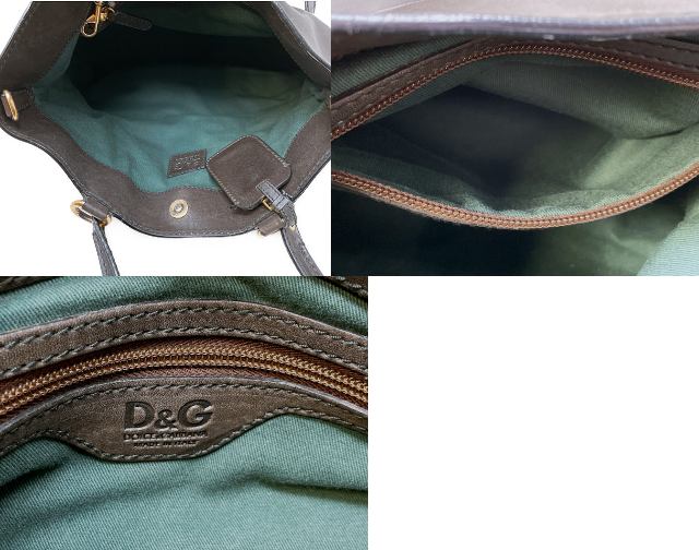 DOLCE & GABBANA ドルチェ&ガッバーナ レザー トートバッグ 中古 ブラウン 茶 鞄 レディース ブランド