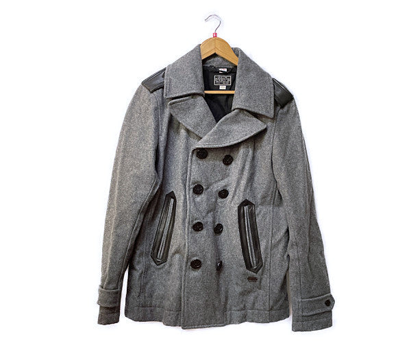 DIESEL ディーゼル ウール混 ピーコート XLサイズ 中古 グレー メンズ アウター 冬物 おしゃれ ブランド