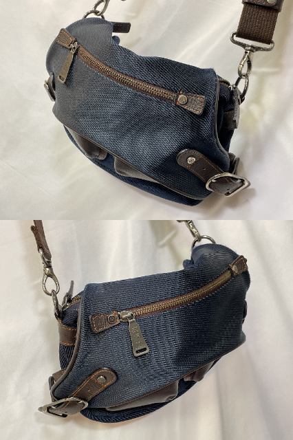 輪怐 LIN-KU リンク ショルダーバッグ 中古 ネイビー 紺 鞄 メンズ ミニ ナイロン おしゃれ