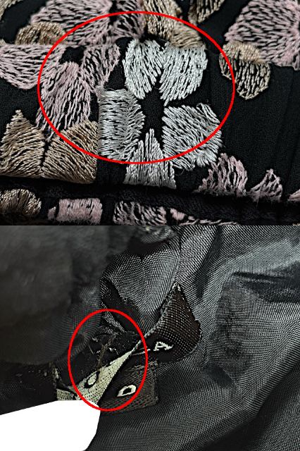 TOCCA トッカ フレアスカート 0 中古 ブラック 刺繍 花柄 レディース ブランド おしゃれ