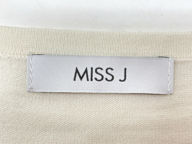 MISS J ミスジェイ ウール混 アンサンブル 38 中古 Mサイズ ホワイト 白 カーディガン カットソー ビジュー