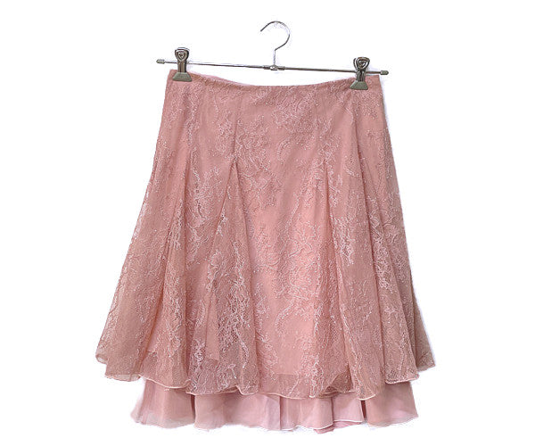 Blumarine ブルマリン レース スカート 42 中古 フレア Mサイズ ピンク レディース ブランド おしゃれ