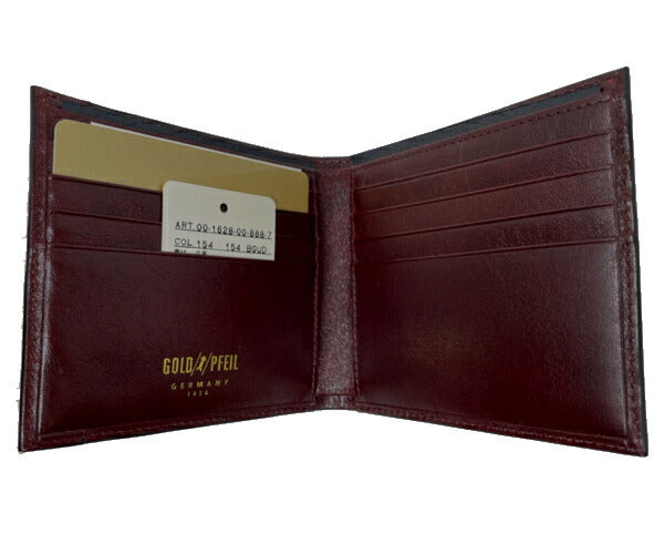 GOLD PFEIL ゴールドファイル レザー 二つ折り札入れ 中古 ボルドー 赤 財布 ウォレット メンズ ブランド