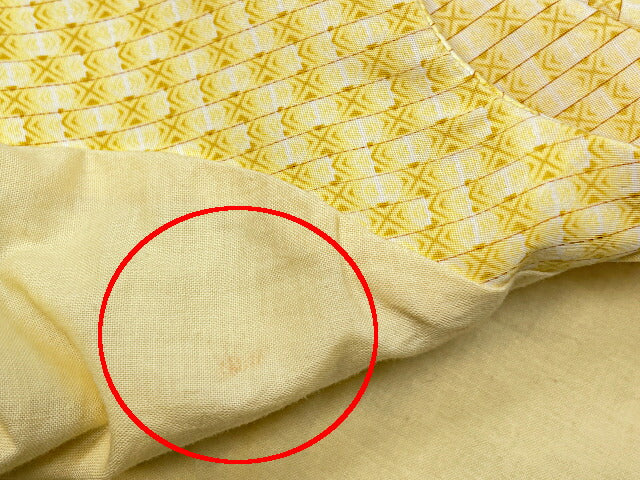 Gianni Versace ジャンニヴェルサーチ コットン ノーカラー コート T42 中古 ベルサーチ イエロー 黄 総柄 ブランド モード レディース