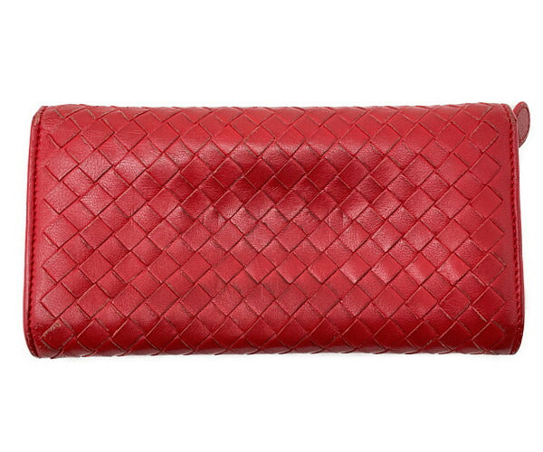 BOTTEGA VENETA ボッテガヴェネタ イントレチャート 二つ折り長財布 中古 B03099589B レッド 赤 レザー ウォレット ブランド おしゃれ