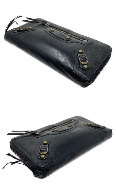 BALENCIAGA バレンシアガ クラシックコンチネンタル レザー ラウンドファスナー 長財布 中古 235036・1000・531053 ブラック 黒 メンズ ブランド ウォレット