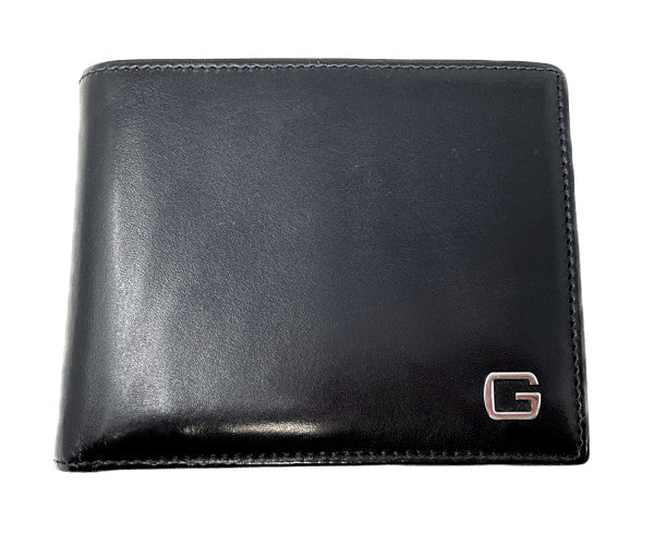 GUCCI グッチ レザー 二つ折り財布 中古 162842 2091 ブラック 黒 メンズ ブランド ウォレット おしゃれ