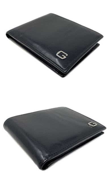 GUCCI グッチ レザー 二つ折り財布 中古 162842 2091 ブラック 黒 メンズ ブランド ウォレット おしゃれ