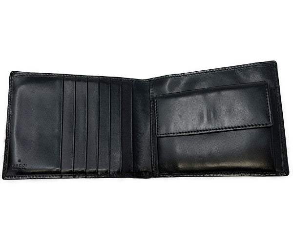 GUCCI グッチ レザー 二つ折り財布 中古 162842 2091 ブラック 黒 メンズ ブランド ウォレット おしゃれ
