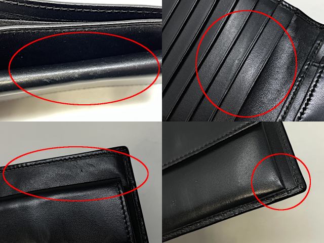 GUCCI グッチ レザー 二つ折り財布 中古 162842 2091 ブラック 黒 メンズ ブランド ウォレット おしゃれ