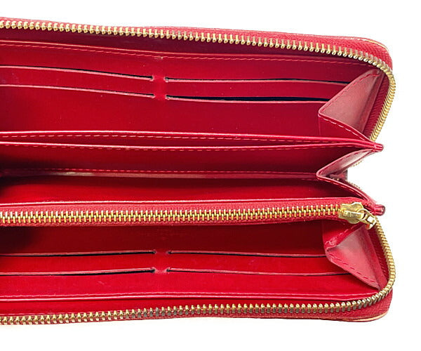 LOUIS VUITTON ルイヴィトン ヴェルニ ジッピーウォレット M90200 中古 CA4008 ラウンドファスナー スリーズ レッド 赤 財布