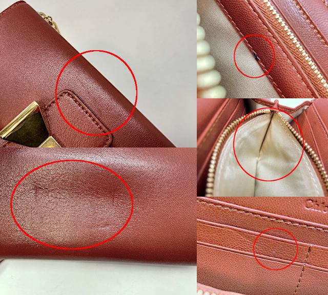 Chloe クロエ ボビー L字ファスナー 二つ折り長財布 中古 リボン オレンジ ウォレット ブランド レディース かわいい