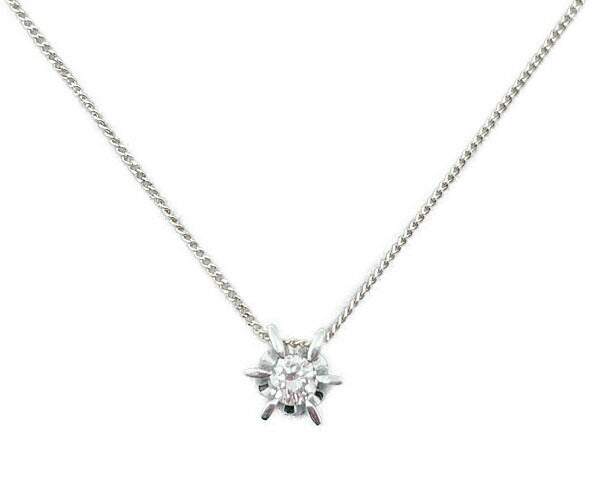 Pt850 1P ダイヤ 0.20ct ネックレス 中古 アクセサリー ジュエリー ダイヤモンド プラチナ レディース