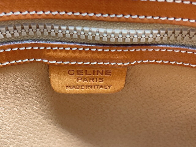 CELINE セリーヌ マカダム 2way ショルダーバッグ 中古 ハンドバッグ ブラウン 茶 鞄 ヴィンテージ ブランド レディース