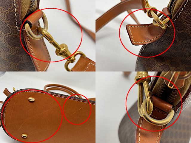 CELINE セリーヌ マカダム 2way ショルダーバッグ 中古 ハンドバッグ ブラウン 茶 鞄 ヴィンテージ ブランド レディース
