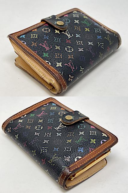 LOUIS VUITTON ルイヴィトン モノグラムマルチカラー ポルトフォイユ ヴィエノワ M92988 中古 TH0065 二つ折り財布 ウォレット ブラック ノワール レディース
