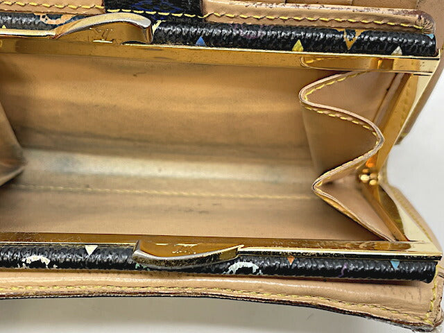 LOUIS VUITTON ルイヴィトン モノグラムマルチカラー ポルトフォイユ ヴィエノワ M92988 中古 TH0065 二つ折り財布 ウォレット ブラック ノワール レディース