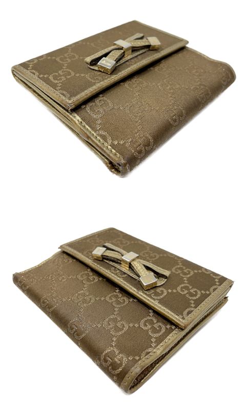 GUCCI グッチ GGキャンバス プリンシー Wホック財布 中古 167465 2184 二つ折り ベージュ ウォレット ブランド リボン