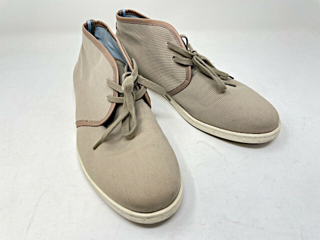 Salvatore Ferragamo サルヴァトーレフェラガモ キャンバス デザートブーツ 約25.5cm 中古 ショート ベージュ 7 メンズ ブランド シューズ 靴 シンプル