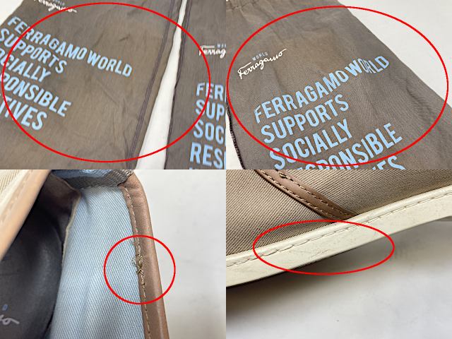 Salvatore Ferragamo サルヴァトーレフェラガモ キャンバス デザートブーツ 約25.5cm 中古 ショート ベージュ 7 メンズ ブランド シューズ 靴 シンプル