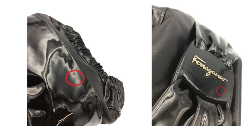 Ferragamo ヴァラリボン エナメルレザーハンドバッグ 中古 フェラガモ