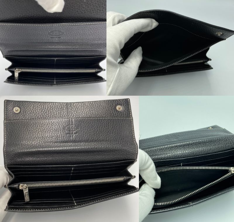 TODS レザー 二つ折り 長財布 中古 トッズ 本革 ホック 小銭入れ カード 収納
