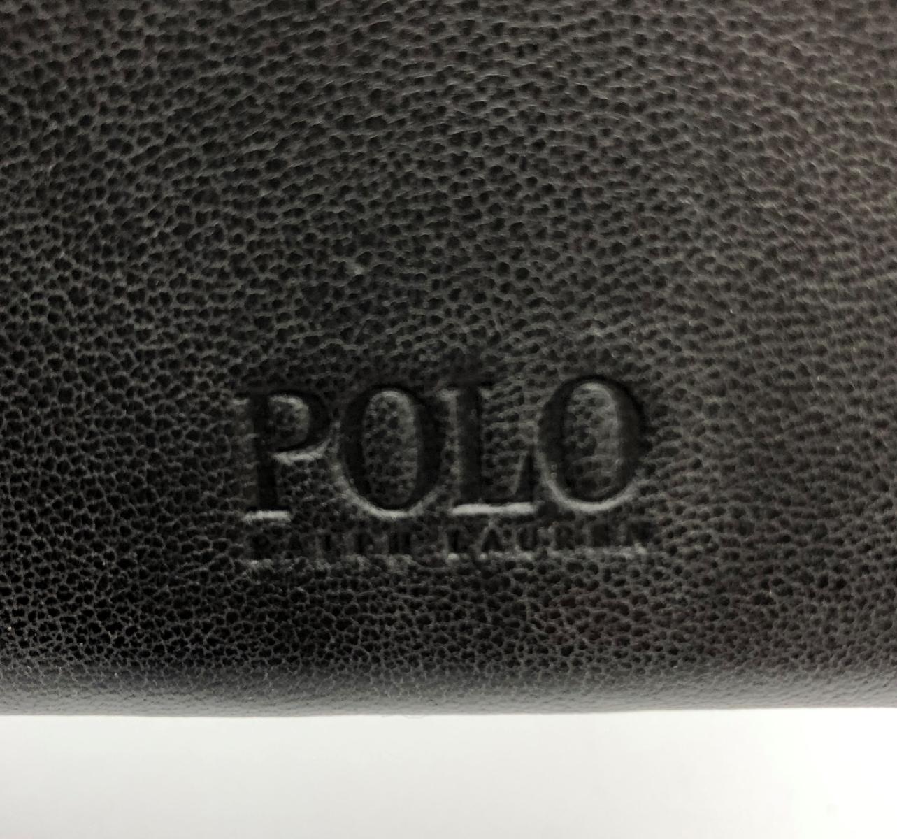 POLO RALPH LAUREN ラルフローレン レザー 長財布 中古 ロングウォレット 羊革 ブラック ブランド ワンポイント