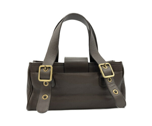 Chloe C金具 レザーハンドバッグ 中古 クロエ コンパクト ブラウン ゴールド金具