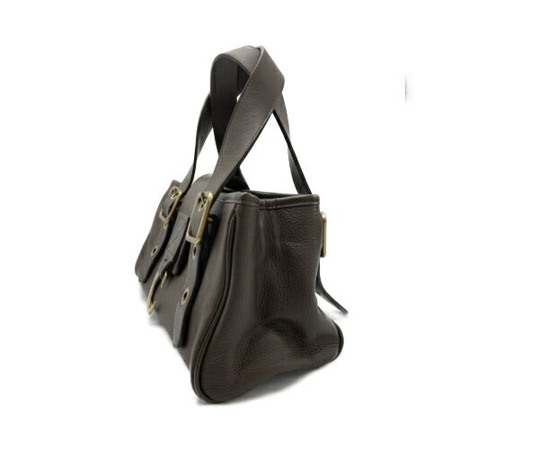 Chloe C金具 レザーハンドバッグ 中古 クロエ コンパクト ブラウン ゴールド金具