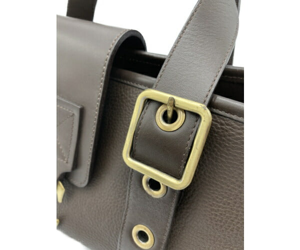 Chloe C金具 レザーハンドバッグ 中古 クロエ コンパクト ブラウン ゴールド金具