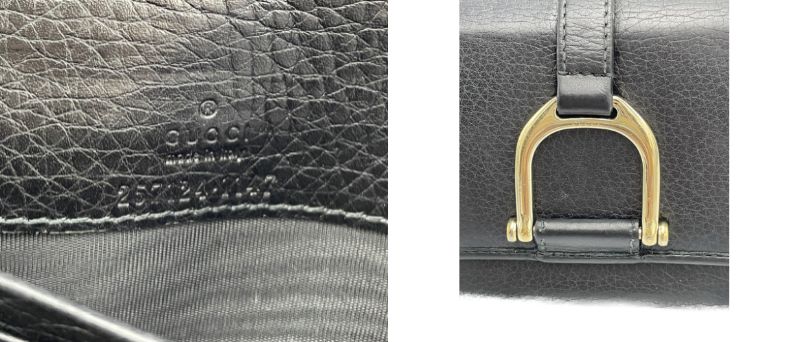 GUCCI レザー 二つ折り 長財布 257124 中古 グッチ 本革 L字ファスナー ホック ブランド レディース メンズ