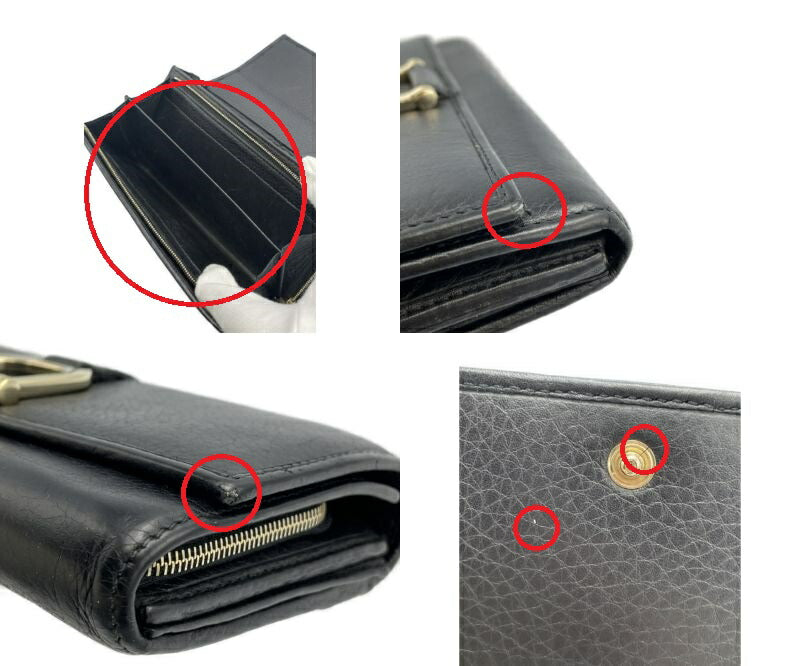 GUCCI レザー 二つ折り 長財布 257124 中古 グッチ 本革 L字ファスナー ホック ブランド レディース メンズ