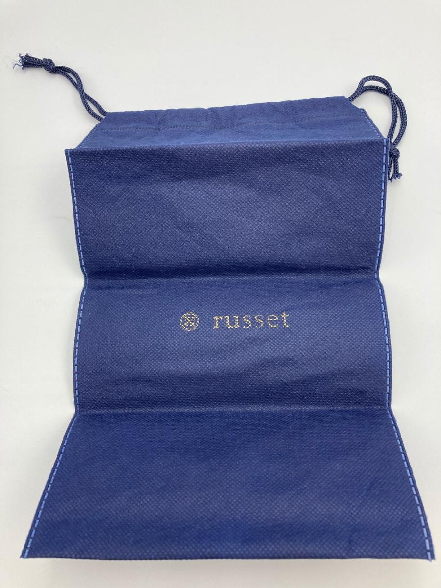russet ラシット 二つ折り 長財布 ブラウン×ダークグリーン 中古 ロングウォレット フラップ レディース 総柄 ロゴ カード