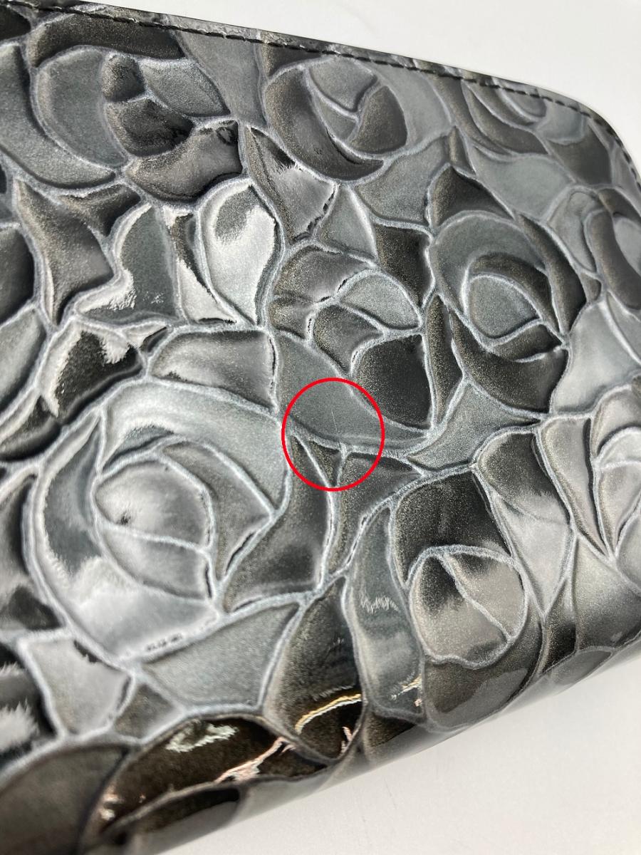 COCCO FIORE コッコフィオーレ アフロディーテ ラウンドファスナー 長財布 中古 パテント エナメル レディース 花柄 型押しレザー