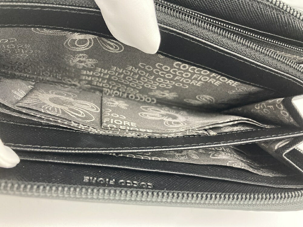 COCCO FIORE コッコフィオーレ アフロディーテ ラウンドファスナー 長財布 中古 パテント エナメル レディース 花柄 型押しレザー