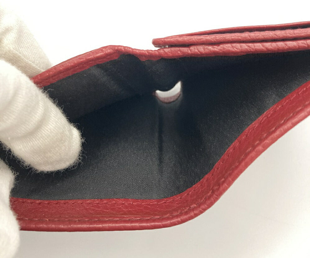 BREE ブリ― レザー 2つ折り財布 ボルドー 中古 折りたたみ 赤 レディース メンズ