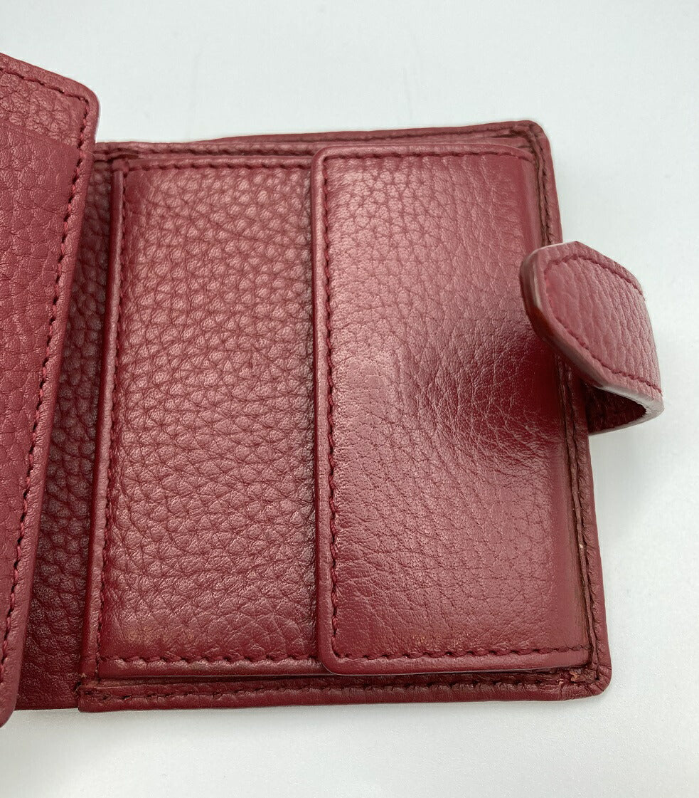 BREE ブリ― レザー 2つ折り財布 ボルドー 中古 折りたたみ 赤 レディース メンズ