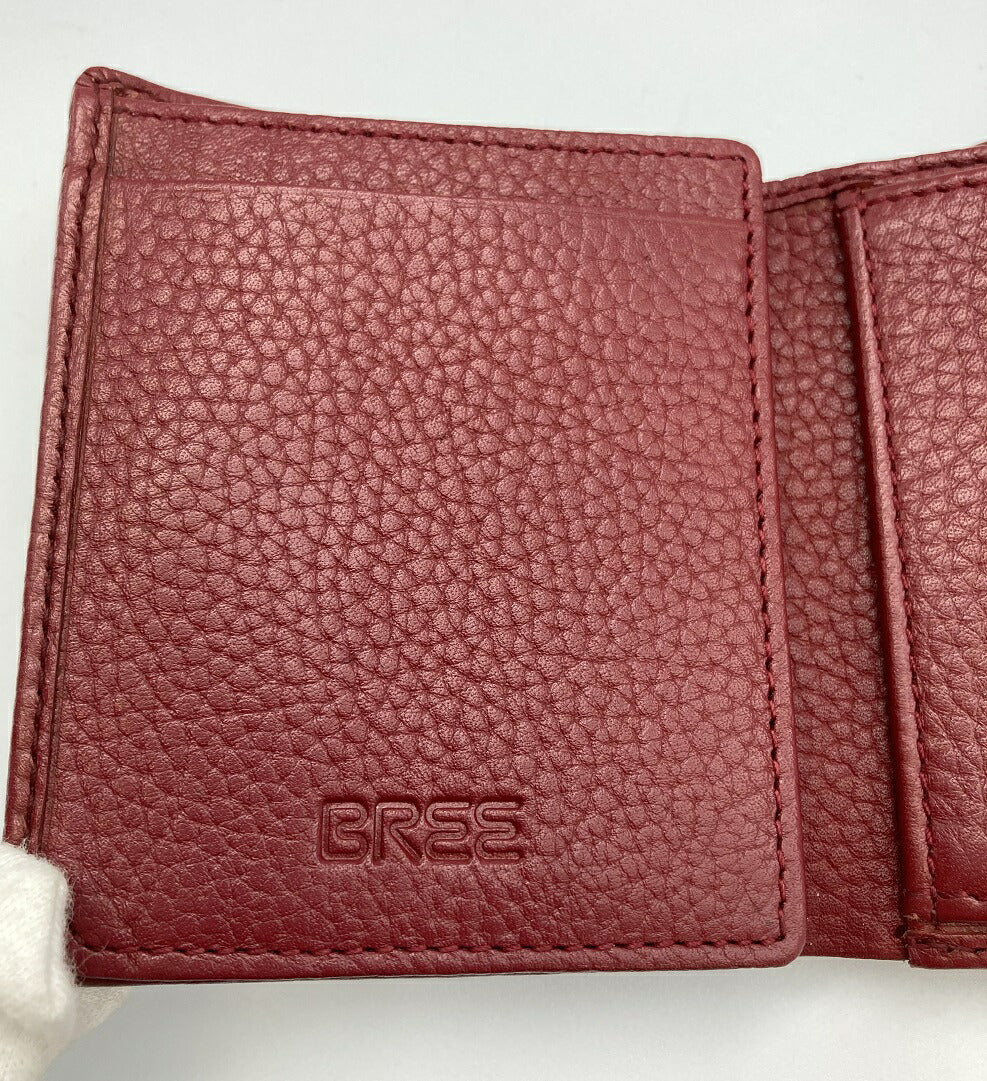 BREE ブリ― レザー 2つ折り財布 ボルドー 中古 折りたたみ 赤 レディース メンズ