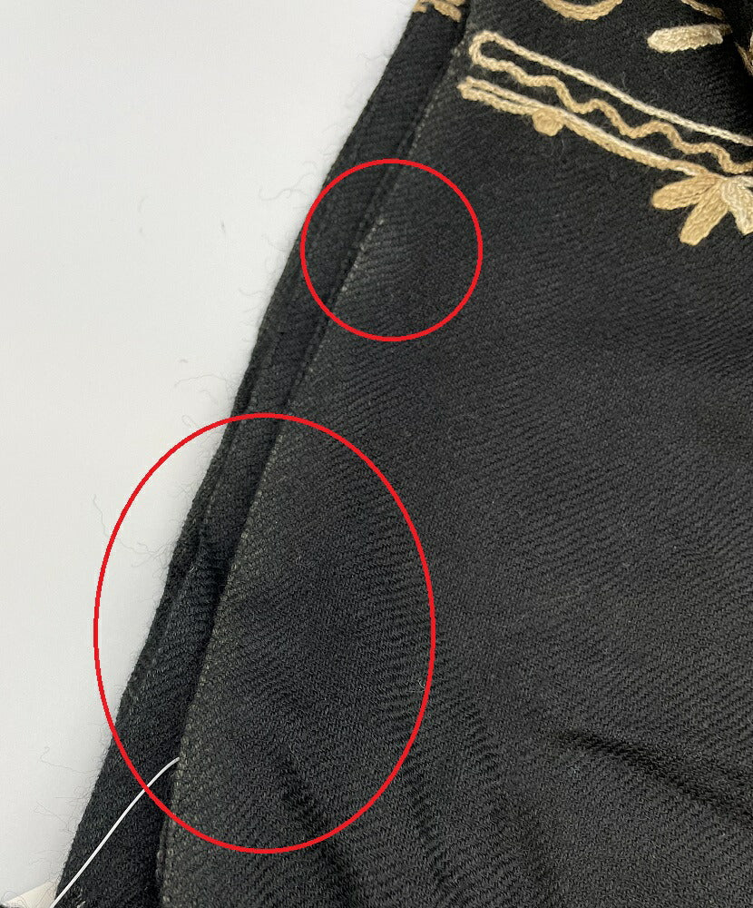 未使用品 弓月 カシミール刺繍 ストール 中古 YUZUKI ウール 蔦模様 蔦柄 マフラー おしゃれ