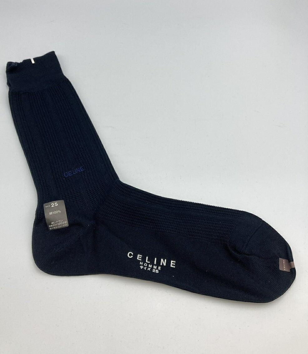 未使用 CELINE セリーヌ 綿100% 靴下3足セット サイズ25cm 中古 ソックス ブランド メンズ 黒 グレー