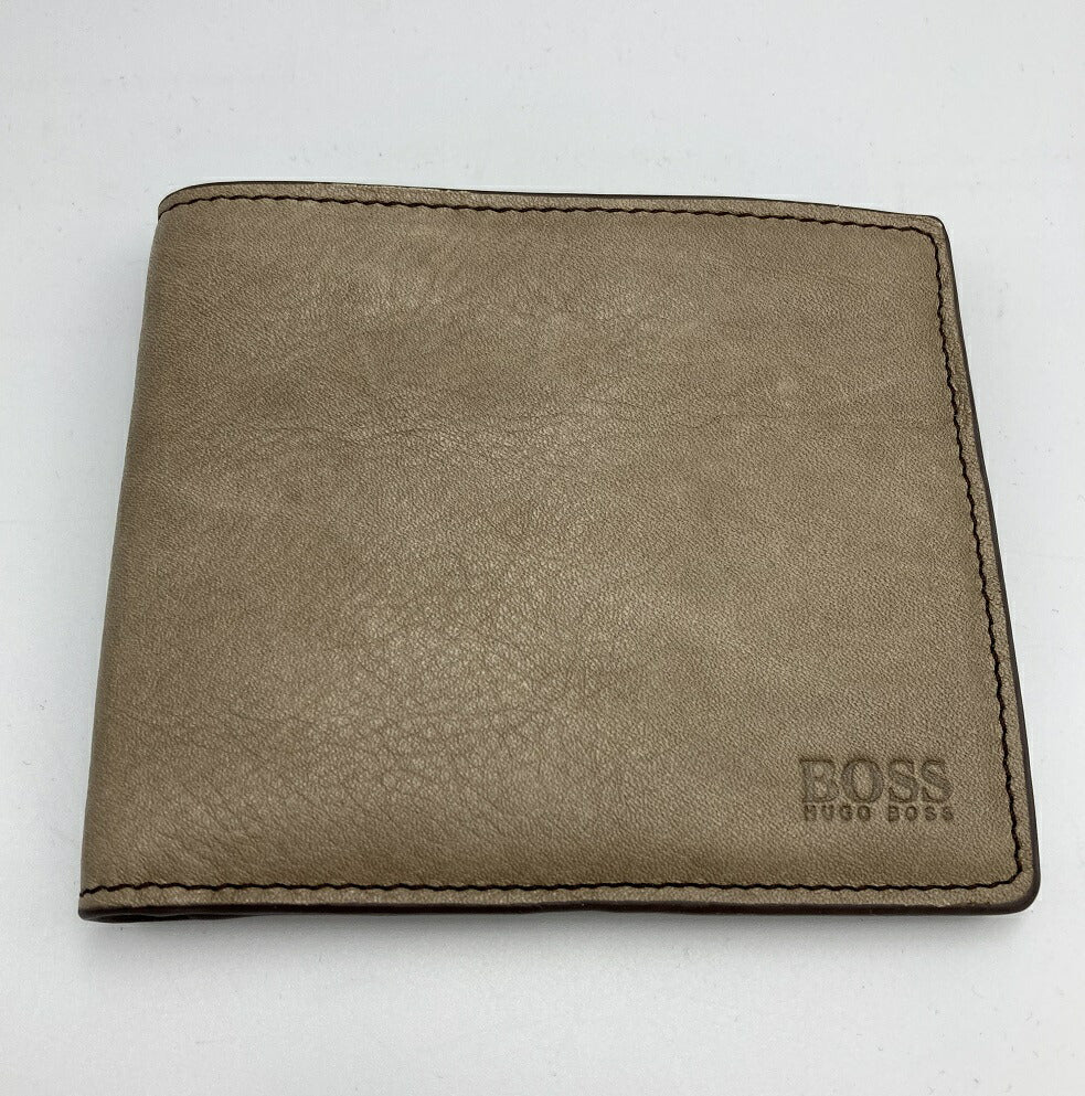 HUGO BOSS ヒューゴボス 牛革 2つ折り財布 中古 レザー メンズ 札入れ コンパクト